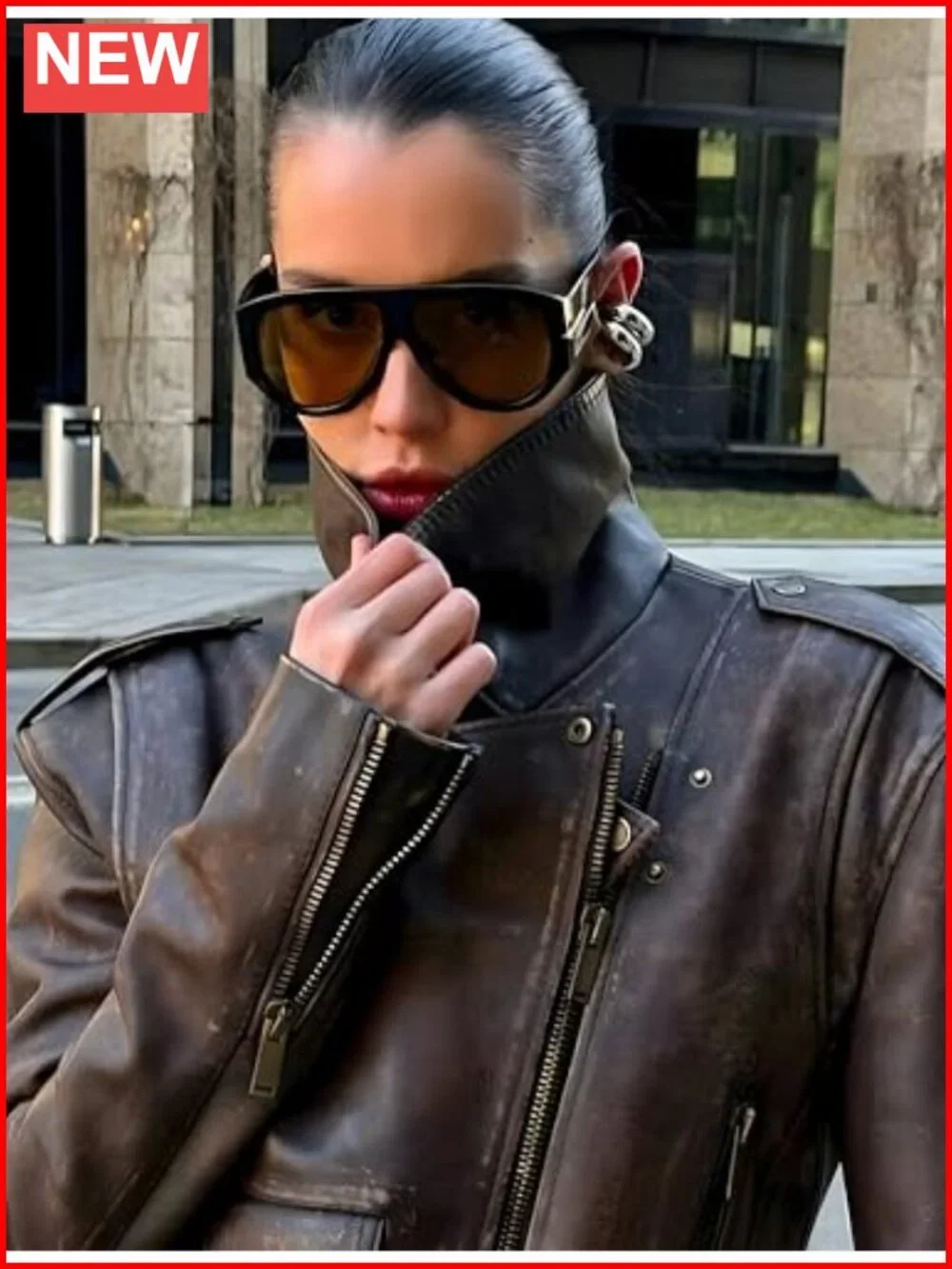 Oversized Retro Aviator Sunglasses with UV400 Protection Plastic Frame